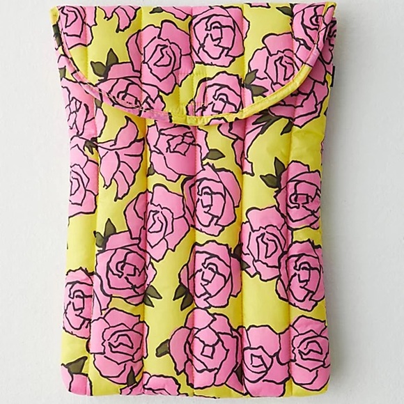 BAGGU 16 tablet Floral Pink and Yellow Padded Sleeve - Picture 1 of 6